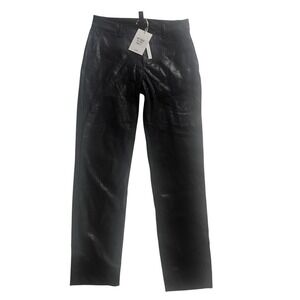 Milio-Milano Pants Womens Small Black Faux Leather Slim Dress Pockets Italy